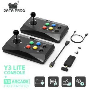 Consoles Data Frog Y3 Arcade 4K Console de jeu vidéo Construit en 10000 Jeux Stick avec clavier d'arcade de jeu pour PS1 / FC / GBA Retro TV Dendy