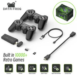 Consoles Data Frog Y3 Lite 10000 Jeu 4K Vidéo TV Jeu Stick pour PS1/SNES/SEGA Contrôleur sans fil Support 9 Émulateur Rétro Console 2023