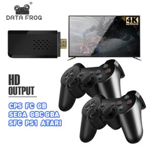 Consoles Data Frog Y3 Slim 10000+ Jeux 4K HDMICompatible Game Stick Contrôleur sans fil pour PS1 / SNES / NES Retro TV Console de jeu Dendy