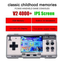 Consoles FC3000 V2 IPS écran classique rétro console de jeu portable 4000+ jeux lecteur de jeu vidéo prise en charge 10 formats console de jeu portable