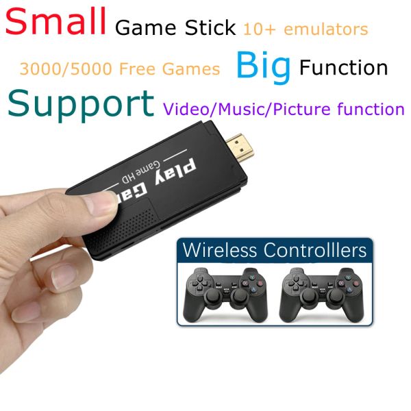 Consolas gratis 3000 juegos para ps1 snes ps emulador consola Retro 32GB Game stick 4k TV consolas de videojuegos con dos gamepad inalámbricos