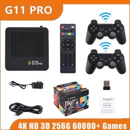 Consoles G11 Pro Retro Video Game Console Game Stick Gamepad 256G 4K HD TV 2.4G Wireless Double Controller 60000 Games voor N64/PSP