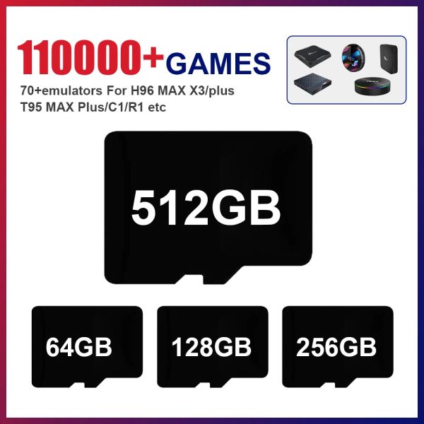 Consolas Tarjeta de juego Más de 70 emuladores con más de 110000 juegos usados para S905X3 H96 MAX X3/plus/T95 MAX Plus/Hyper base C1/R1Consola de videojuegos/TV BOX