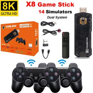 Consoles Game Stick X8 4K HD 3D Games Retro videogameconsole 64G 10000 games Game Box X8 draadloze controller met WiFi Android TV Box