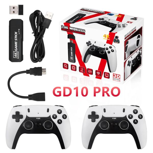 Consoles GD10 Pro Video Game Stick Console 2.4g Double Wireless Controller Game 4K 58000 Jeux 256 Go Retro Games Boy Christmas Gift