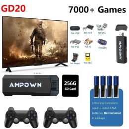 Consoles GD20 256G 70000+ jeux Console de jeu vidéo 2.4G Double contrôleur sans fil Emuelec 4.3 système 4K HD rétro jeu Stick pour PS1 GBA