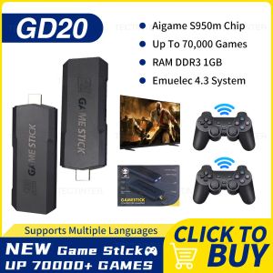 Consoles GD20 Retro Game Console 4K TV Game Stick GD10 Ingebouwde 70K Games Dual Handle Draagbare Video Game Console voor GBA/PS1/N64