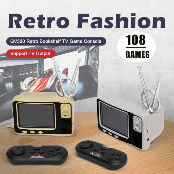 Consolas GV300 Retro Bookshelf TV Consola de juegos Reproductor de juegos portátil de 3,0 pulgadas Incorporado 108 Juegos clásicos Mini Gamepad de bolsillo para regalo de niños