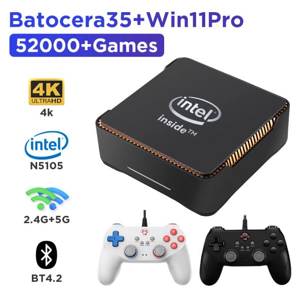 Consolas Consolas de juegos retro Hyper Base M1 Intel N5105 Windows11 Pro + Batocera con más de 52000 juegos para PS2/PS1/N64/GameCube/SS/MAME/NDS/WII