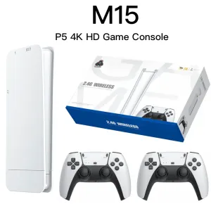 Consoles M15 2023 4K Game Stick 2.4G Contrôleurs sans fil Sortie HD Console de jeu vidéo rétro 128G 40000Jeu installé Cadeaux pour enfants