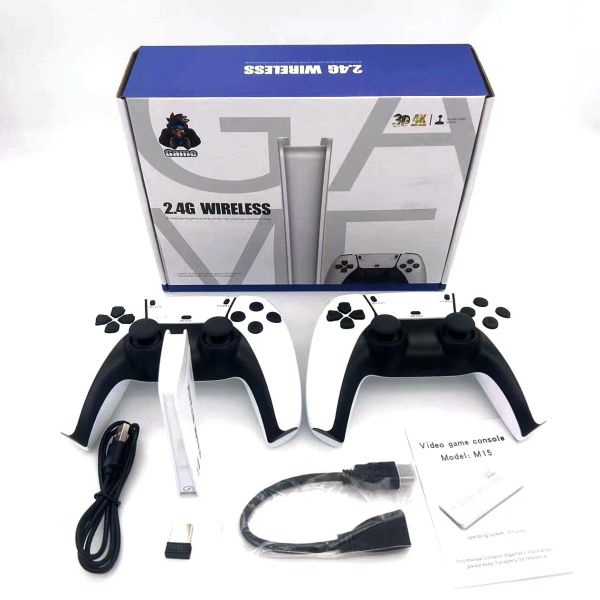 Consolas Consola de videojuegos M15 Game Stick 4K con controlador inalámbrico doble para PS1/FC/GBA/SEGA/MAME