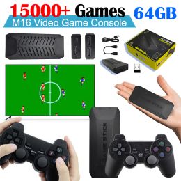 Consolas M16 Consola de videojuegos retro 2.4G Doble controlador inalámbrico Juego de juego Stick 15000+ Juegos 64 GB 4K HDMicompatible 25 emuladores