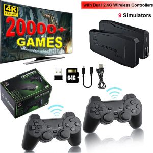 Consoles Console de jeu rétro M8 intégrée à plus de 20 000 jeux classiques Console vidéo 4K Game Stick HDMI 9 émulateurs double contrôleurs sans fil 2.4G