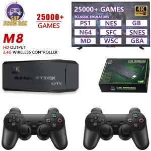 Consoles M8 Retro Game Stick Draadloze Joystick Hdmi 64GB 128GB 35000 Arcade Video's Games Controller Machine Op voorraad