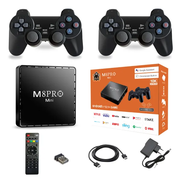 Consoles M8PRO MINI Game Stick double système 8K HD Arcade PSP N64 famille TV Mini Machine de jeu PS2 poignée classique X2 jeux Console TV Box