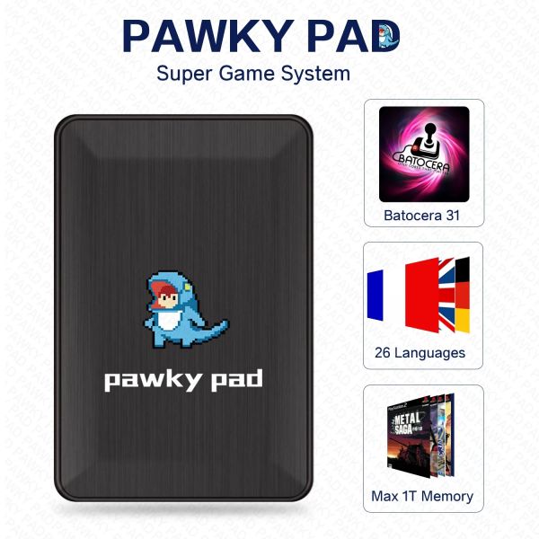 Consoles Nouveau 2T HDD Pawky Pad rétro jeu vidéo 4K 3D Portable Console de jeu externe pour G Cube/Saturn/PS2/N64 60000 + jeux pour Windows PC