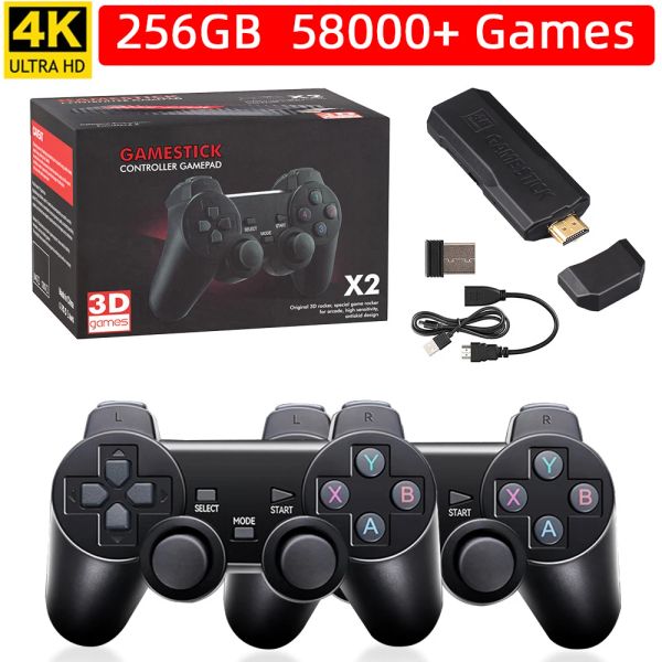 Consoles Nouveau bâton de jeu 4K GD10 64G / 128G / 256G Retro Game Console HD Console de jeu vidéo Console sans fil pour PSP PS1 GBA Birthday Gift