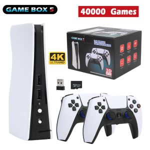 Consoles New GB5 Retro Video Game Console 4K Output Games Euelec 4.3 Système 2.4G Contrôleurs sans fil pour les jeux de simulateur PS1 / GB / N64