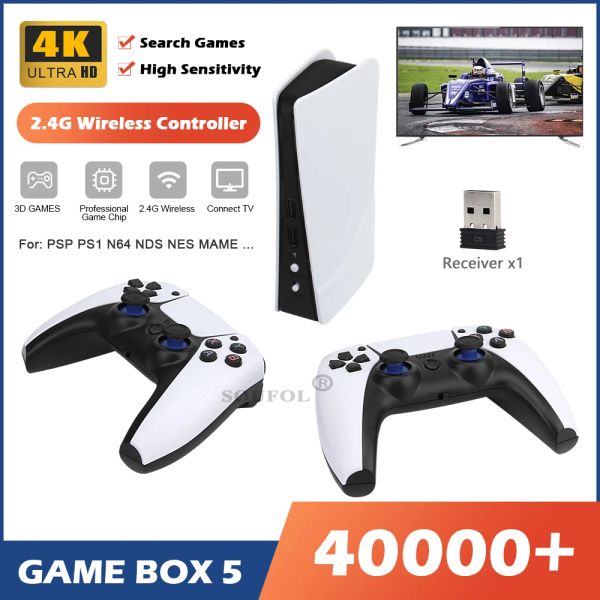 Consoles Nouvelle Console de jeu vidéo GB5 64GB/128GB 40000 jeux gratuits HD TV boîte de jeu 5 deux manettes pour PS1/PPSPP/MAME Arcade Gaming Stick