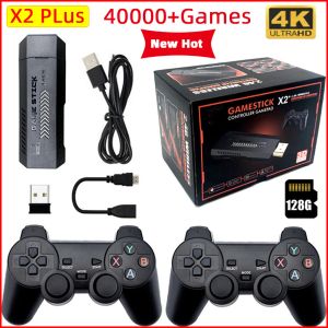 Consoles Nieuwe Hot 4K Game Stick Retro Video Games Console Draadloze Controller 128 GB Ingebouwde 40000 + Games voor PS1/N64/DC Kerstcadeaus