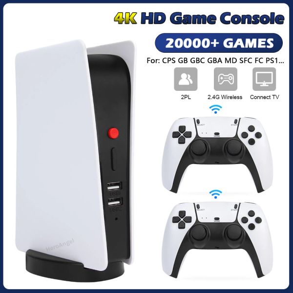 Consolas NUEVA Consola de videojuegos M5PS5 2.4G Controlador de gamepads inalámbricos 64GB / 128GB 20000 Caja de juegos gratis 4K TV Out para PS1 / CBA / MD / FC / SFC