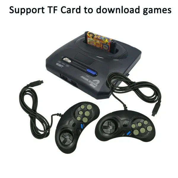 Consolas Nueva mini consola de videojuegos retro para TV con 528 juegos integrados para Sega MegaDrive MD2 original con salida AV y gamepads con doble cable