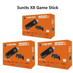 Consoles NIGHTCORE 3 eenheden X8 Android TV Game Box 4K Game Stick Box Dual System HD-uitgang Draadloze controller M8 Bijgewerkte Retro Console