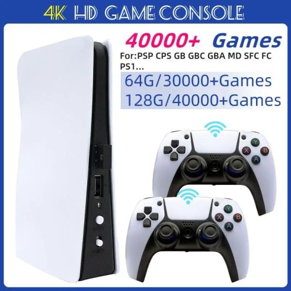 Consoles P5 Plus Console de jeu électronique 40000 + jeu sans fil 2.4G lecteur d'arcade haute définition PS 4K TV PS5 double contrôleur sans fil
