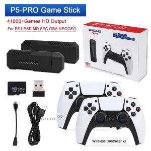 Consolas Consola de videojuegos P5PRO incorporada en 40000 juegos retro 3D para PS1 / PS / MAME Portátil 2.4G Juego inalámbrico Stick 4K Soporte HD Salida de TV