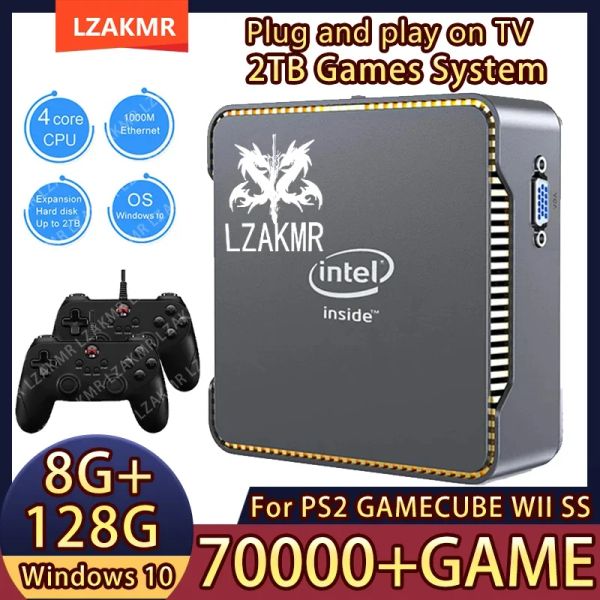 Consoles Branchez et jouez à la console de jeu sans fil AK3V 128G Win10 Système de jeux 2TB pour PS2 Wii SS GAMECUBE 70000+ Jeux Ultimate Expérience