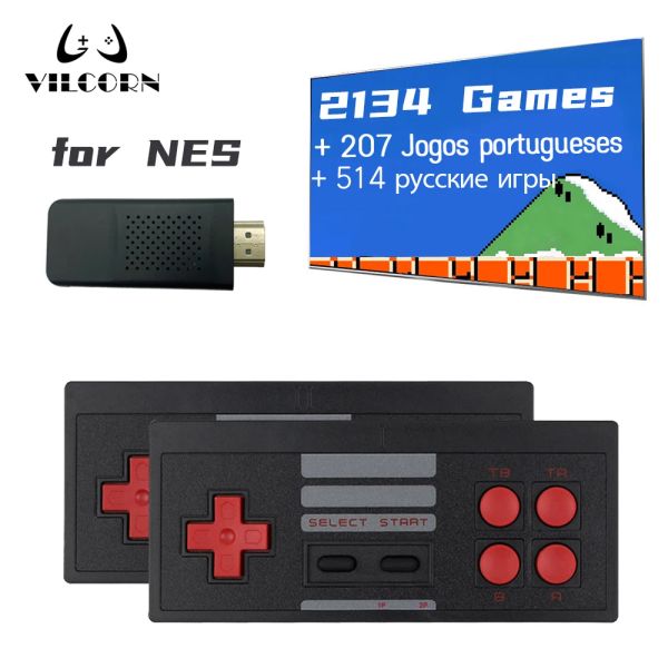 Consolas Consola de videojuegos retro portátil HD TV Game Stick 2134 juegos para consola de juegos NES FC Dendy con 2 controladores inalámbricos regalo para niños