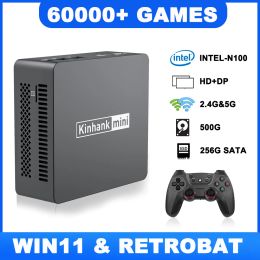 Consoles de jeux vidéo rétro Super Console X MP100 Win11 Retrobat pour WII/SS/DC/MAME avec 500G HDD 60000 + jeu IntelN100 DDR5