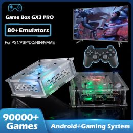 Consoles Rétro WiFi GX3 PRO console de jeu vidéo 4K HD sortie S905X3 CPU double système jeu d'arcade 90000 + jeux 80 + émulateur pour PS1/PSP/DC