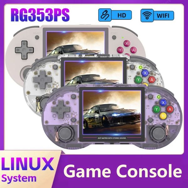 Consoles RG353PS Console de jeu portable 3,5 pouces IPS Écran 64 bits Système Linux Retro Game Player HDMICompatible 2.4G / 5G Wifi