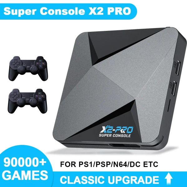 Consolas Salange Retro Videojuego Consola Super Consola X2 Pro con 90000 videojuegos para PS1/PSP/DC/Mame con Gamepad Kid Game Game Box