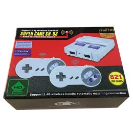 Consoles Super Retro Game Console HD 821 Games Retro Video Game Console pour SNES Game avec 2 GamePad Controller sans fil HD TV OUT