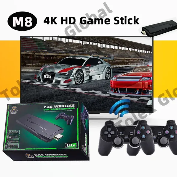 Consoles Tolex M8 Retro Console de jeu vidéo Simulator Game Stick 4K 10000 Sortie Ultra HD PS Dendy 2.4G Double contrôleur sans fil GamePad