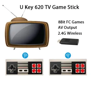 Consolas Tolex U Key 620 Retro Video Game Stick 8Bit FC 620 Juegos Preinstalados AV Connect TV 2.4G Controladores inalámbricos Retrogaming