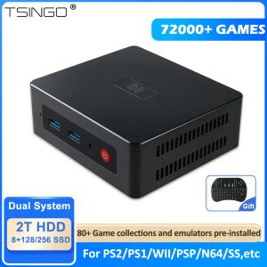 Consoles Tsingo Retro Super Console GK Mini Win11 + Batocera 72000 + Games 80 + Émulateurs avec 2,4 g / 5,8 g de fiche WiFi 4K pour PS2 / Wii / Wiiu