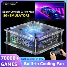 Consoles Tsingo Super Console X Pro Max Dual System S905X CPU Arcade Box met 50+ Emulators 70000+ Games Video Game Console voor PSP/MAME
