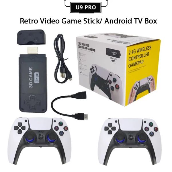 Consolas Consola de juegos U9 PRO HDMI HD 2,4G consola de juegos de TV inalámbrica 3D God of War PSP Iron Boxing 6 P5 controlador inalámbrico Game Stick