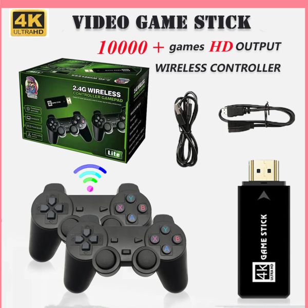 Consoles Stick de jeu vidéo U8 Console 4K HD Classic Gaming Retro 10000 Games 2.4g Double Contrôle sans fil pour GBA Kid Vismas Gift Ship Ship