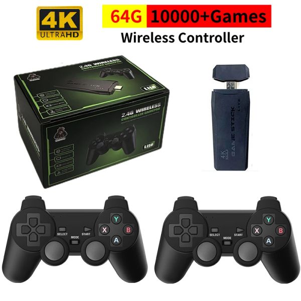 Consolas Videojuegos Sticks M8 Consola 2.4G Controlador inalámbrico dual Game Stick 4K 10000 juegos 64GB Juego retro para Dropshiopping Regalo de Navidad