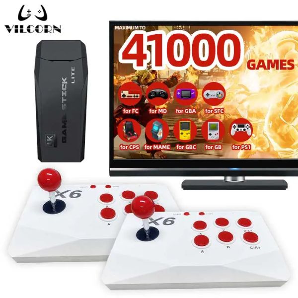 Consoles VILCORN Game Stick TV Console de jeu vidéo jusqu'à 41000 jeux rétro pour PS1 SFC Atari Machine de jeu 2.4G Double Acrade Joystick cadeau