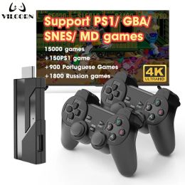 Consoles de jeux vidéo sans fil avec plus de 15 000 jeux rétro intégrés pour PS1/GBA, compatible HDMI, TV à faible latence, Mini Everdrive Gaming