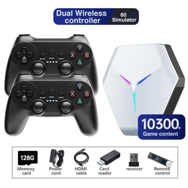 Consoles X10 Mech Retro TV Console de jeu 4K 8K Console Android 5G WIFI RPG Android Tv Box Gaming Android 128G construit en 10300 jeux