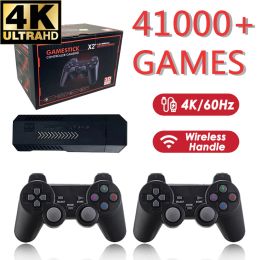 Consoles x2 Plus 4K Game Stick HD VIDEO VIDEO Game Console 128g Breetin 41000 3D Games 40+ Simulators pour N64 / PSP avec contrôleur sans fil