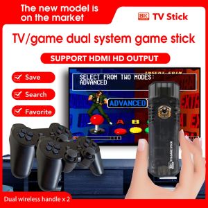 Consoles X8 Game Stick 4K 64GB 10000+ Games Arcade Retro Video Game Console voor PS/MAME Dubbele draadloze controllers Mini Android Game Box