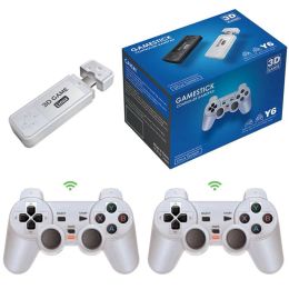 Consoles Y6 2.4G jeu sans fil TV Stick rétro PS1 famille Console de jeu vidéo Portable 128G 10000 + jeux Emuelec4.3 4K HD TV Game Stick