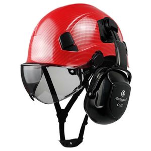 Casque de construction pour ingénieur CE EN397 casque de sécurité avec cache-oreilles à visière chapeaux de travail à Suspension à 6 points pour l'industrie